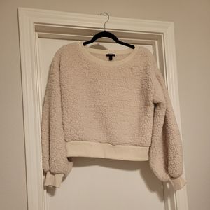 Express cropped balloon sleeve sherpa sweater ladies size small